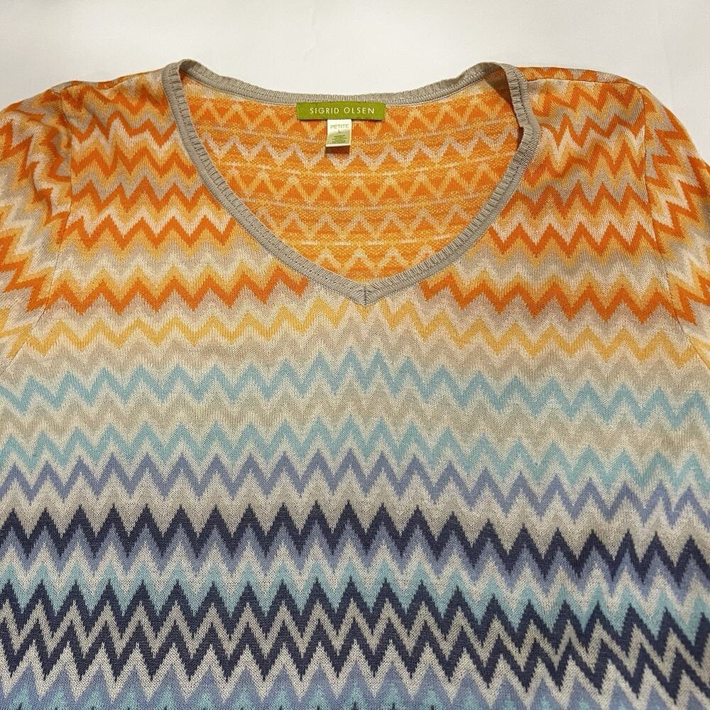 Sigrid Olsen Multi Color Silk Blend Zig Zag Knit … - image 4